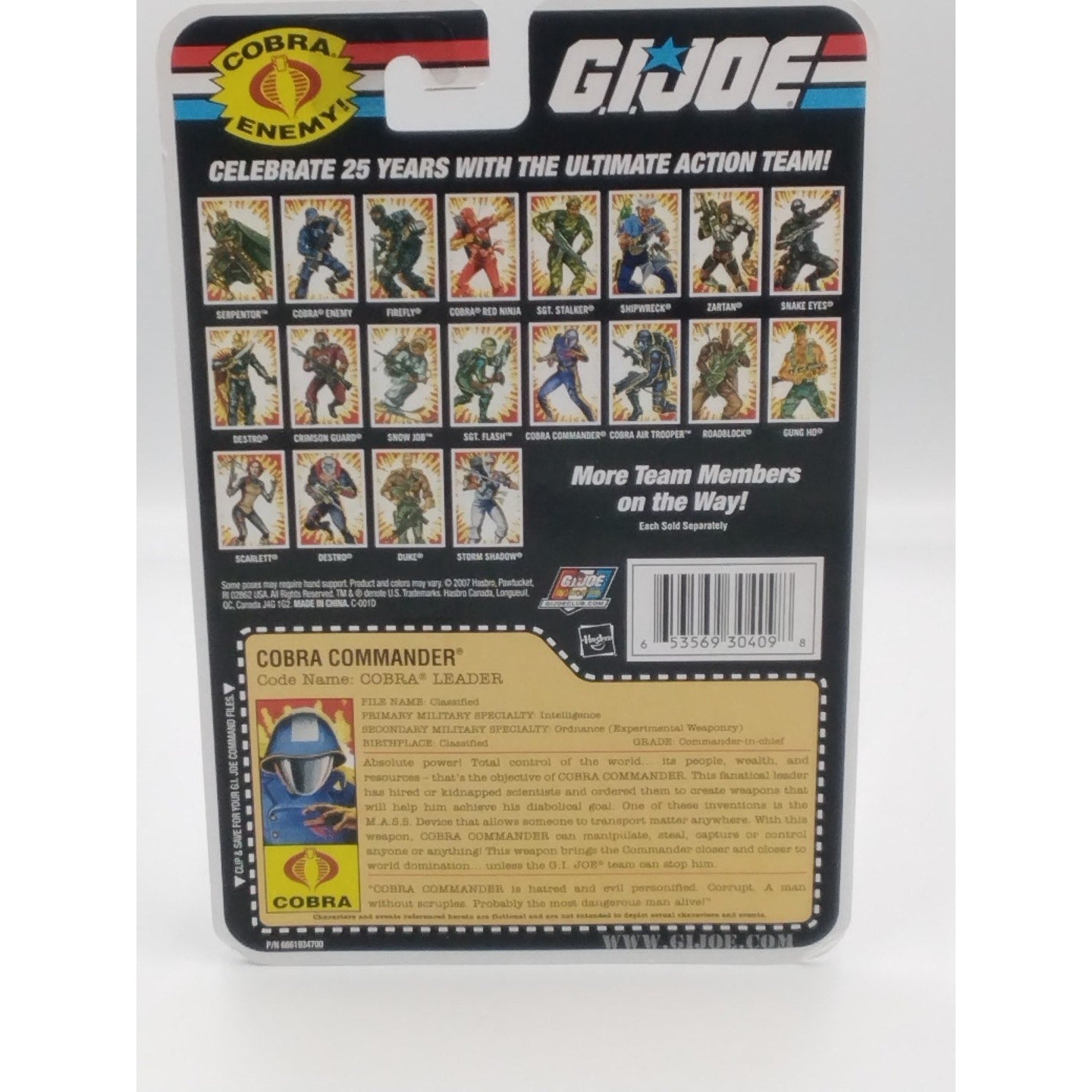 Cobra Commander leader Gi Joe 25th anniversary on card