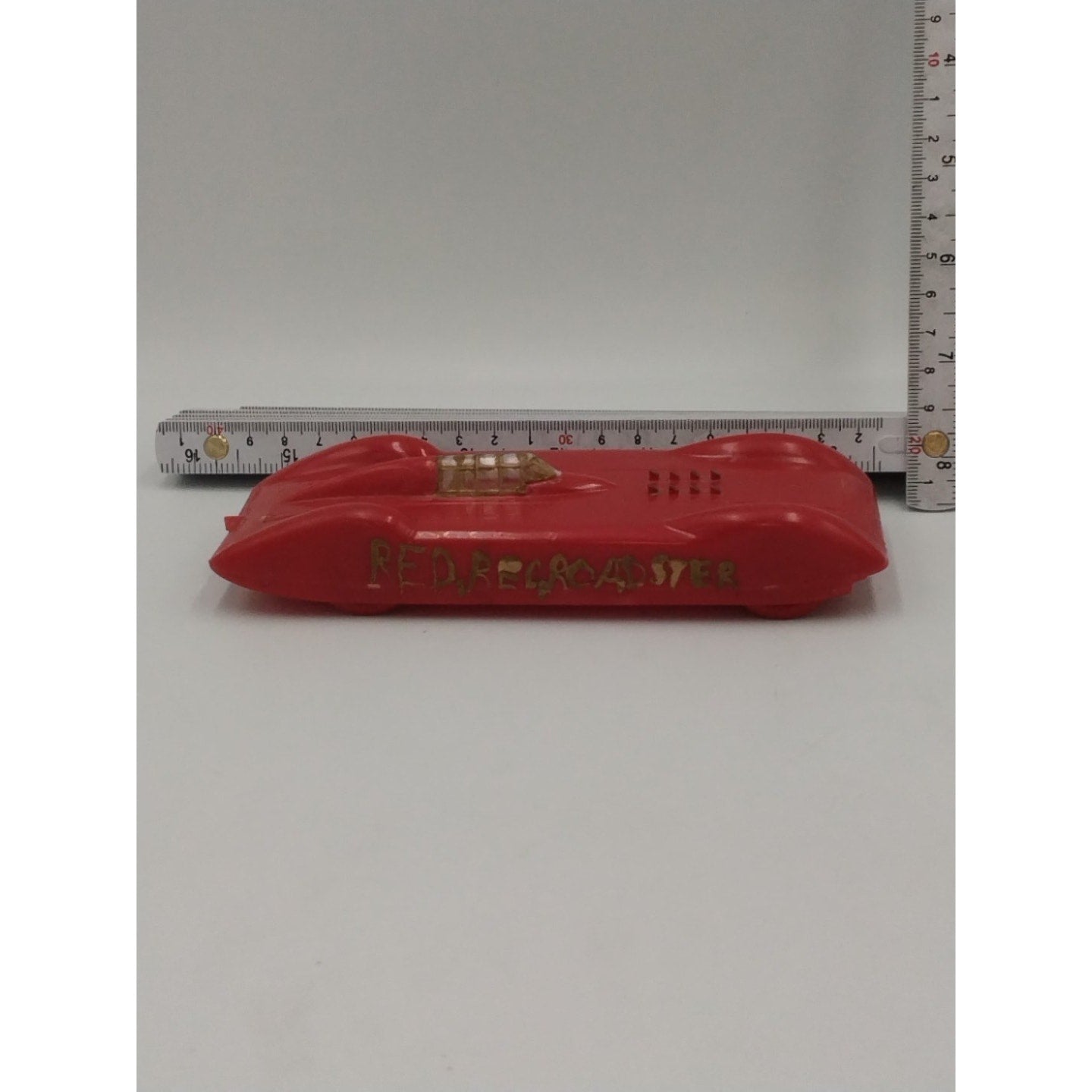 1961 Red Alky Saltzer 7" Vintage Plastic Hawk Model Co. Rubber Band race Car