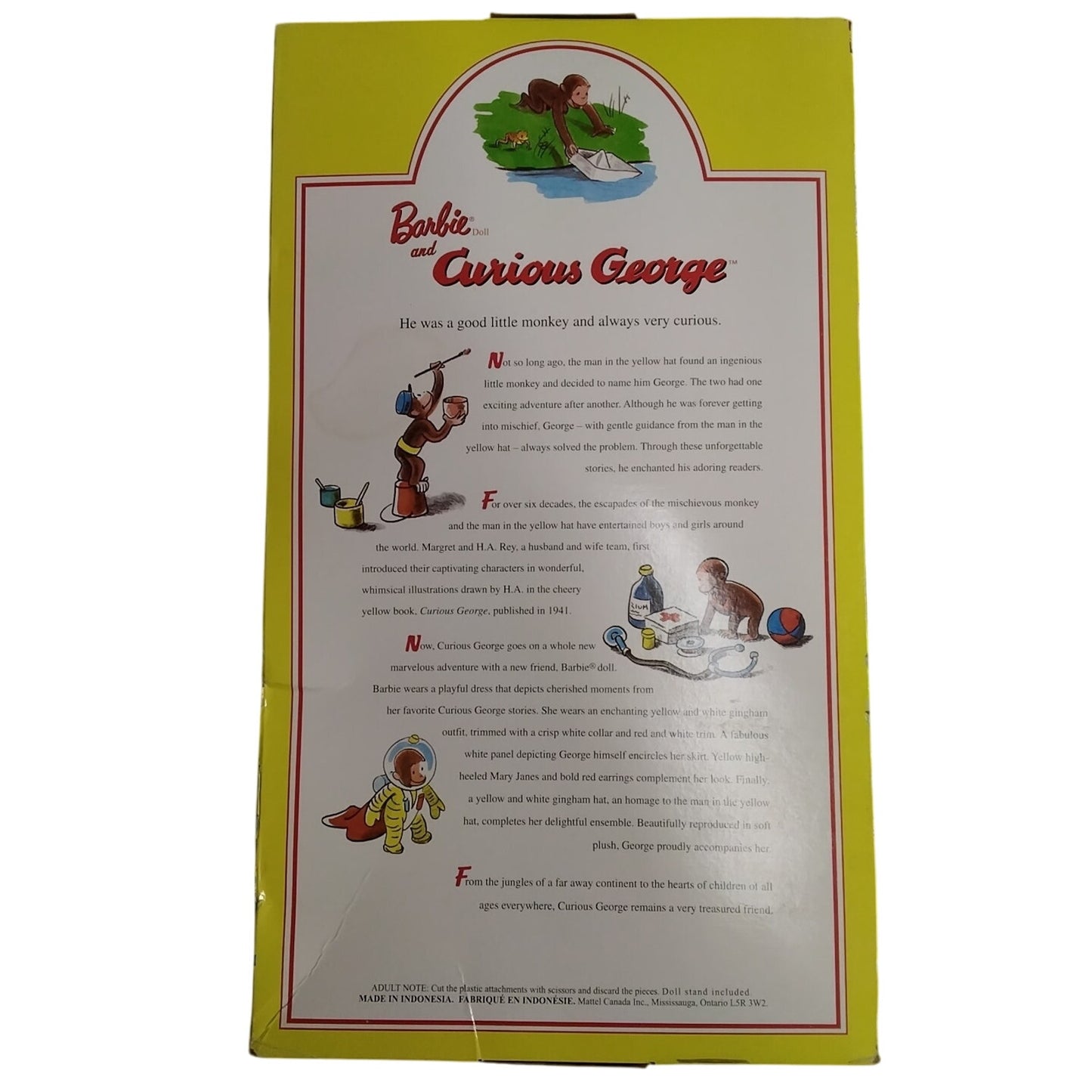 Barbie Collector and Curious George Yellow Dress 2004 Ace Tag Indonesia Fabric