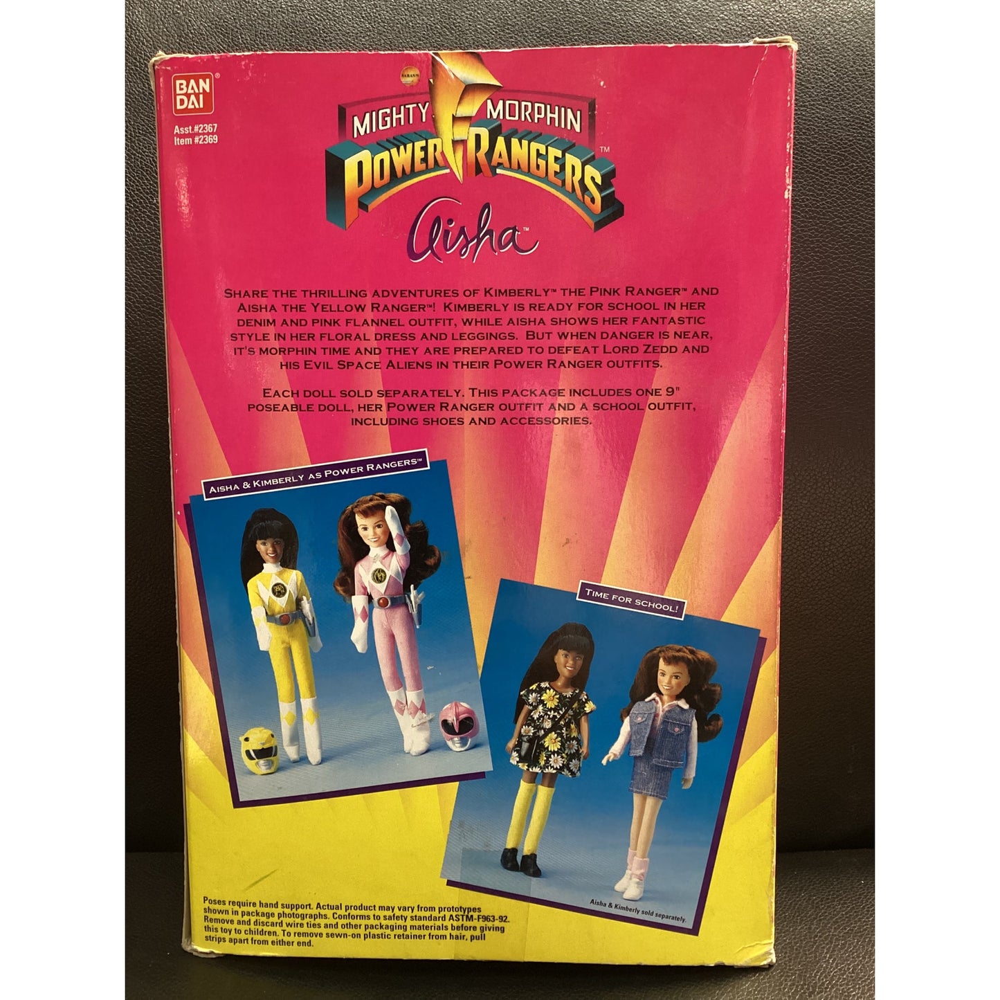 1995 Yellow Ranger Aisha Power Ranger Girls Saban Bandai Vintage in box
