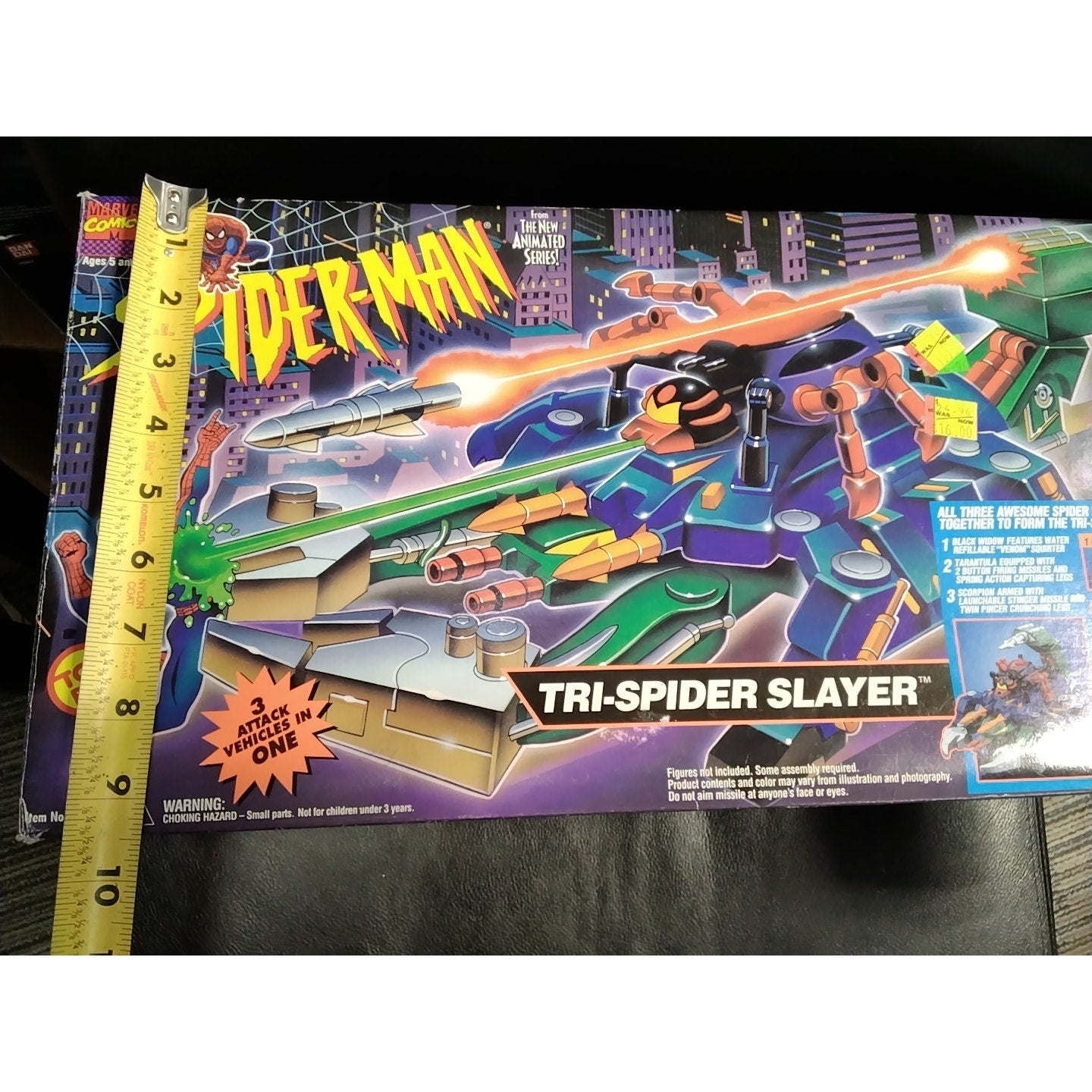 1994 Spider-Man The Animated Series Tri-Spider Slayer Vehicle Toybiz with box