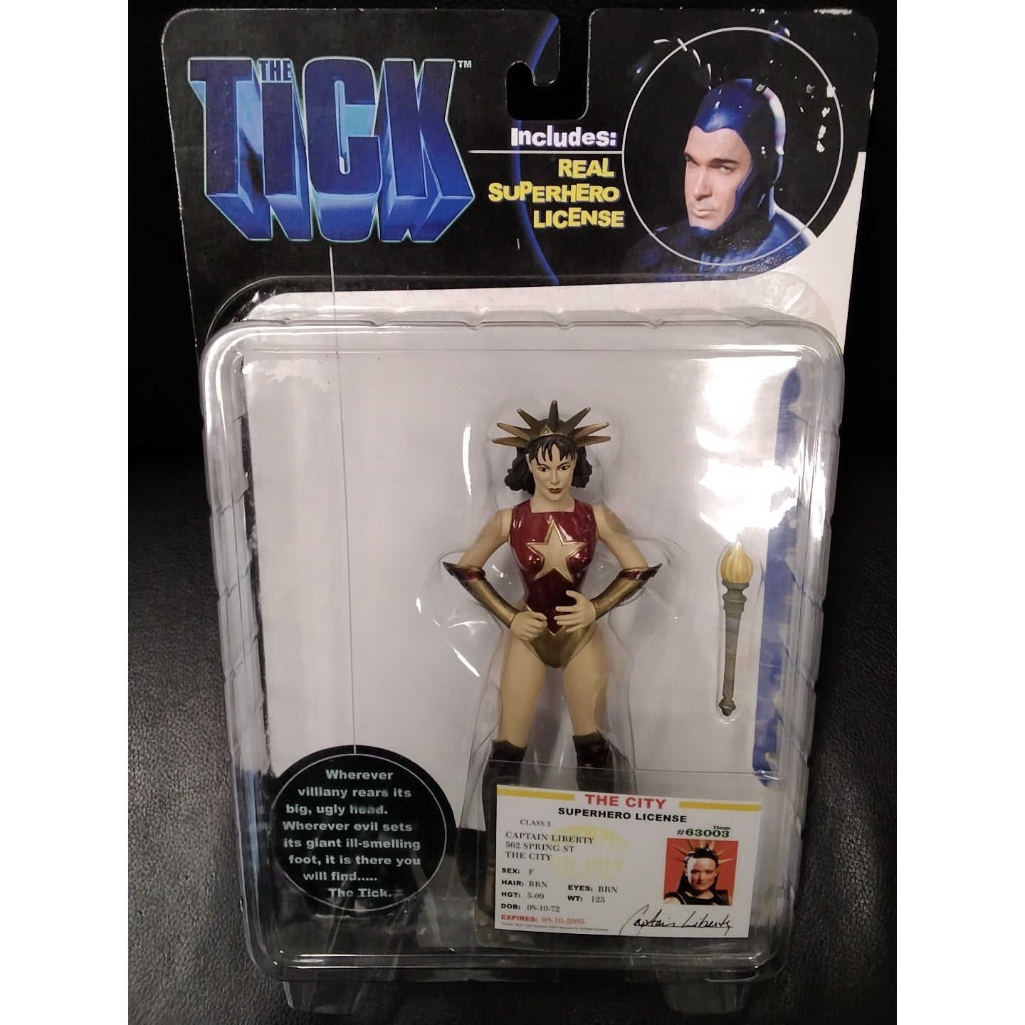 The Tick Captain Liberty Real Super Hero License On Card