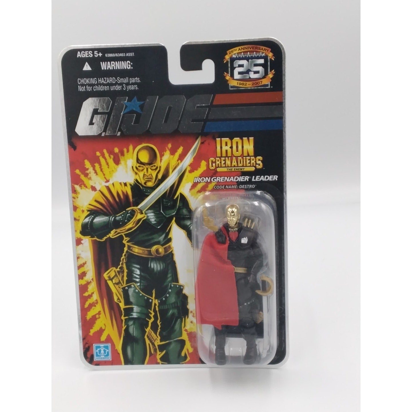 Destro Grenadier Gi Joe 25th anniversary on card