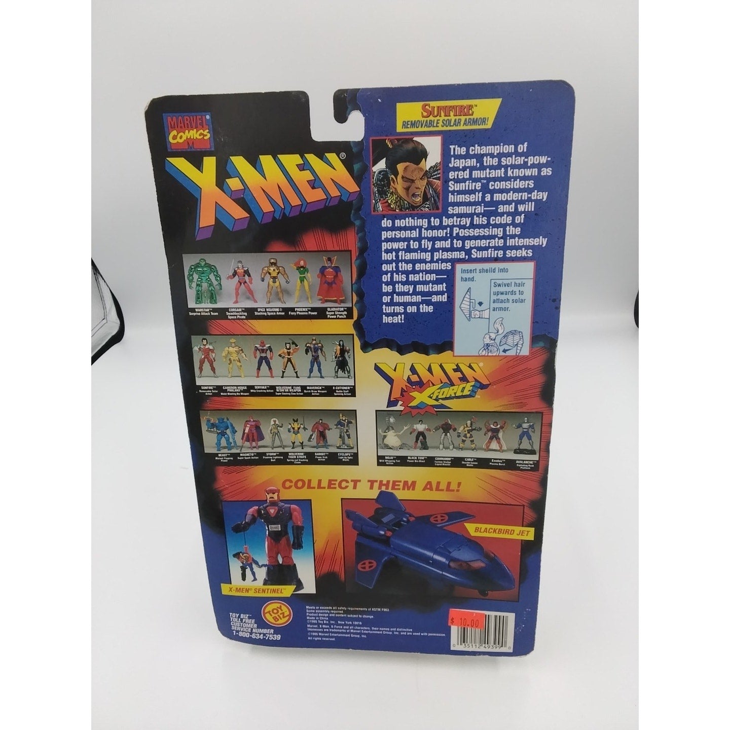 1995 Sunfire x-men action figure on card