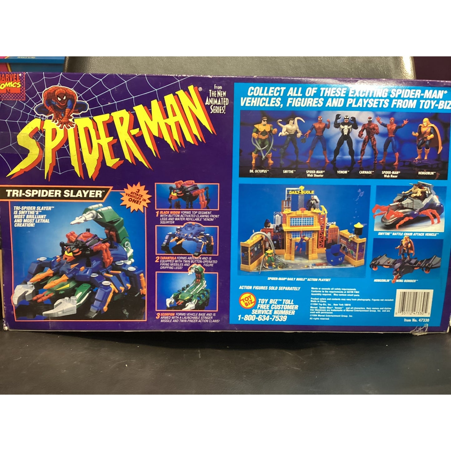 1994 Spider-Man The Animated Series Tri-Spider Slayer Vehicle Toybiz with box
