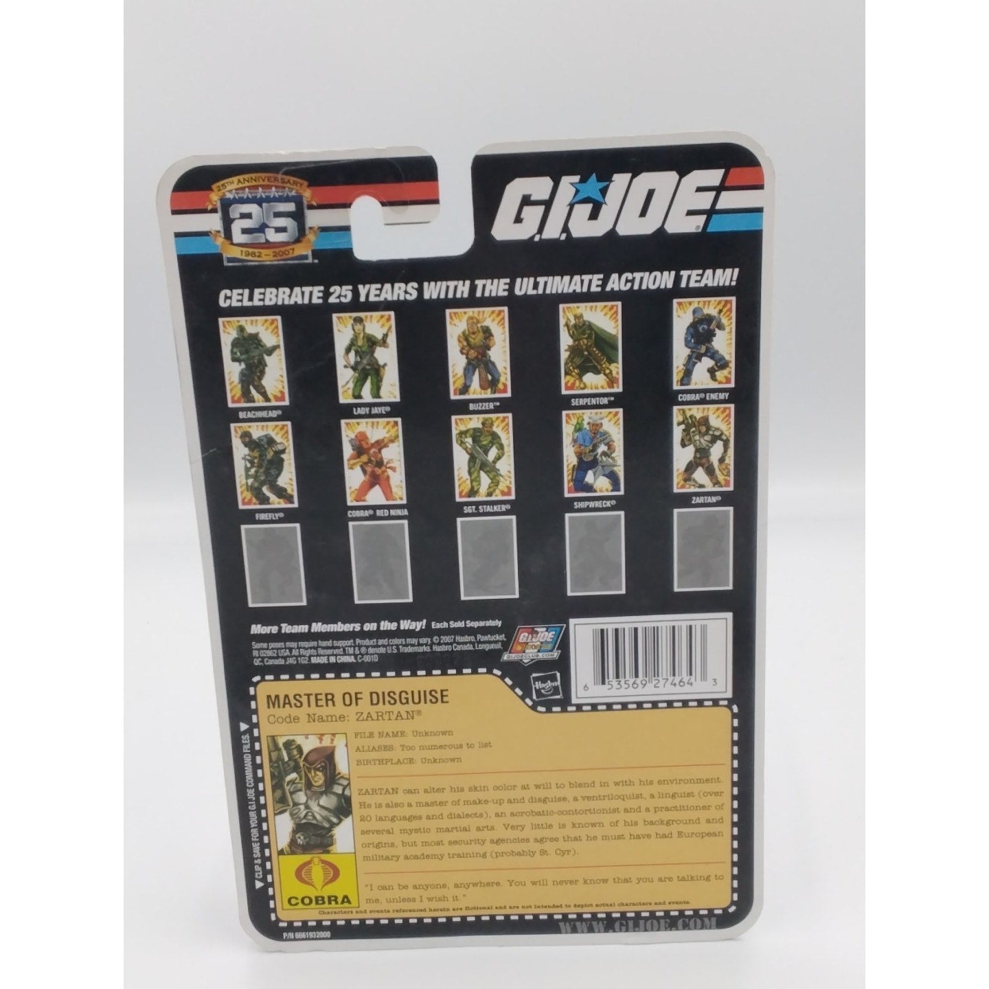 Zartan Gi Joe 25th anniversary on card