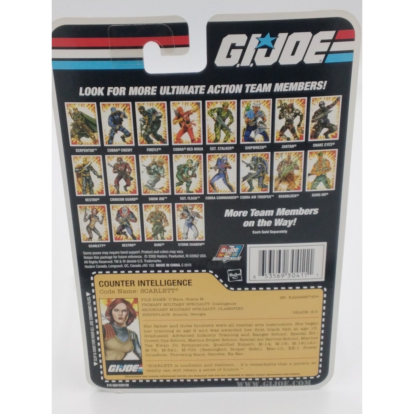 Scarlett Gi Joe 25th anniversary on card