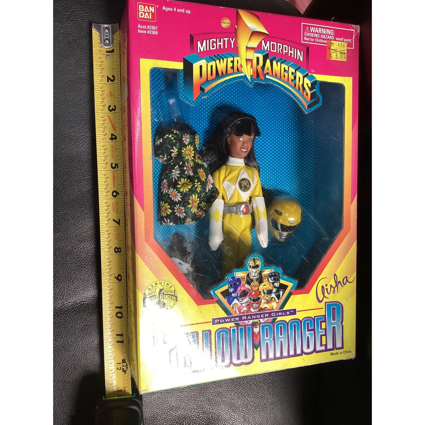 1995 Yellow Ranger Aisha Power Ranger Girls Saban Bandai Vintage in box