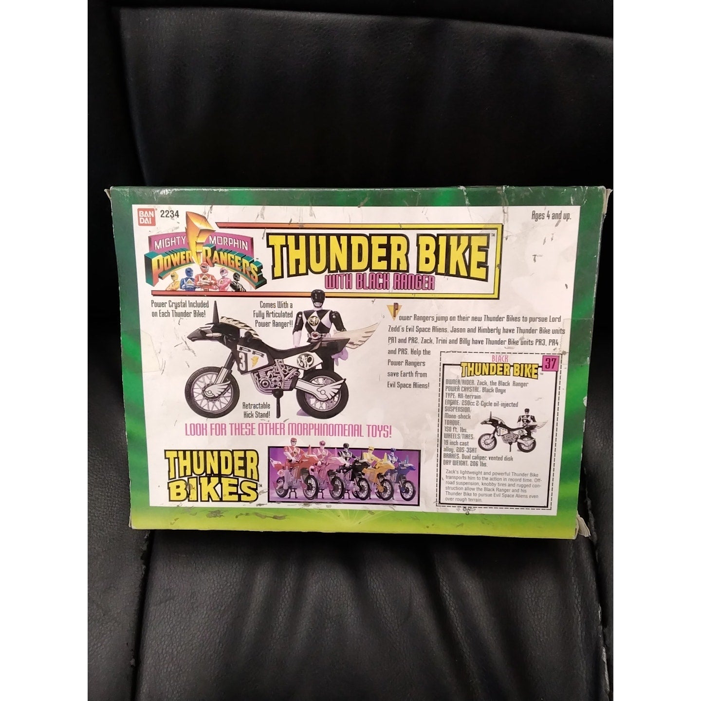 1994 Thunder Bike with Black Power Ranger Figure in Box