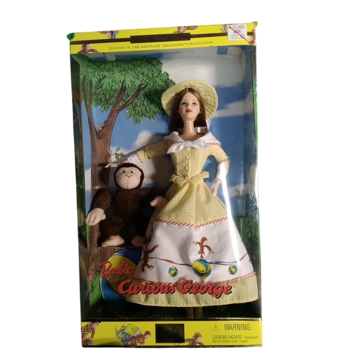 Barbie Collector and Curious George Yellow Dress 2004 Ace Tag Indonesia Fabric