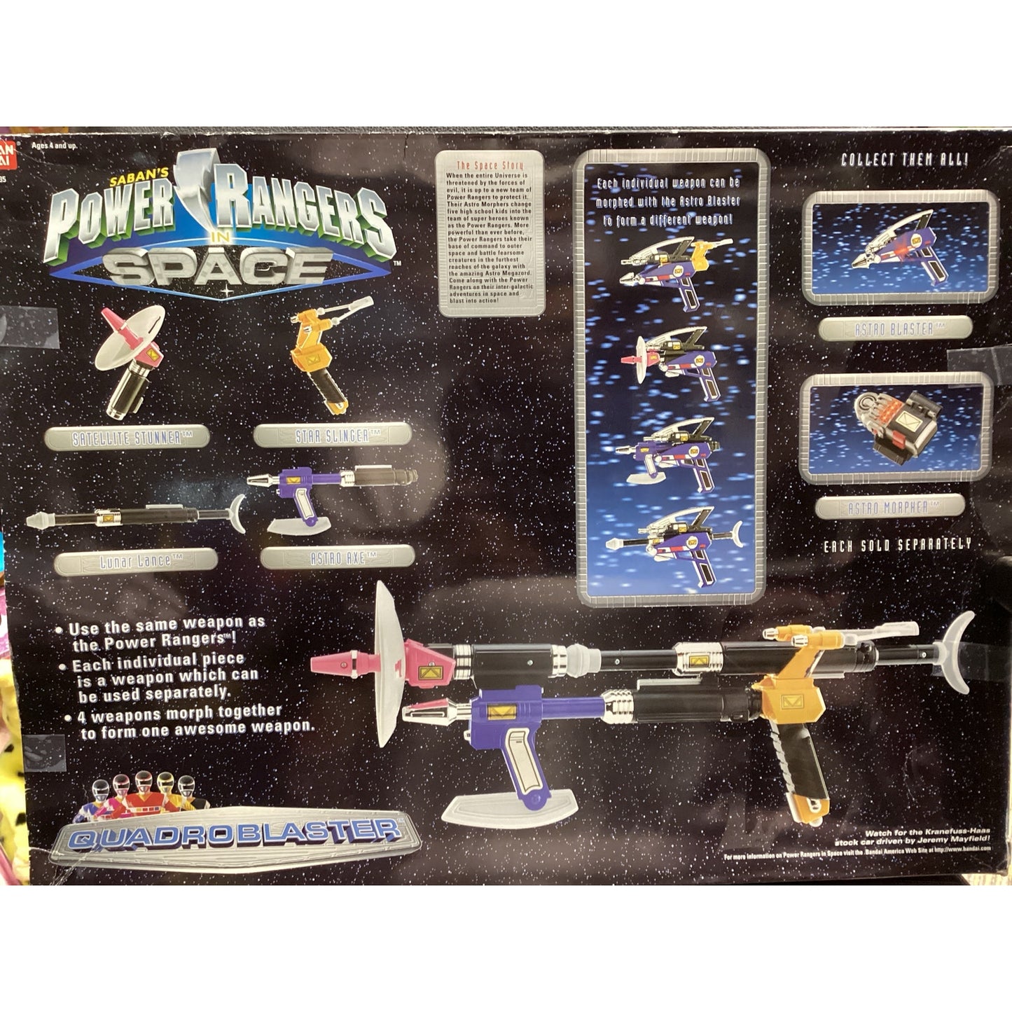 1997 Quadro Blaster Saban's Space Power Rangers Vintage with Box Bandai