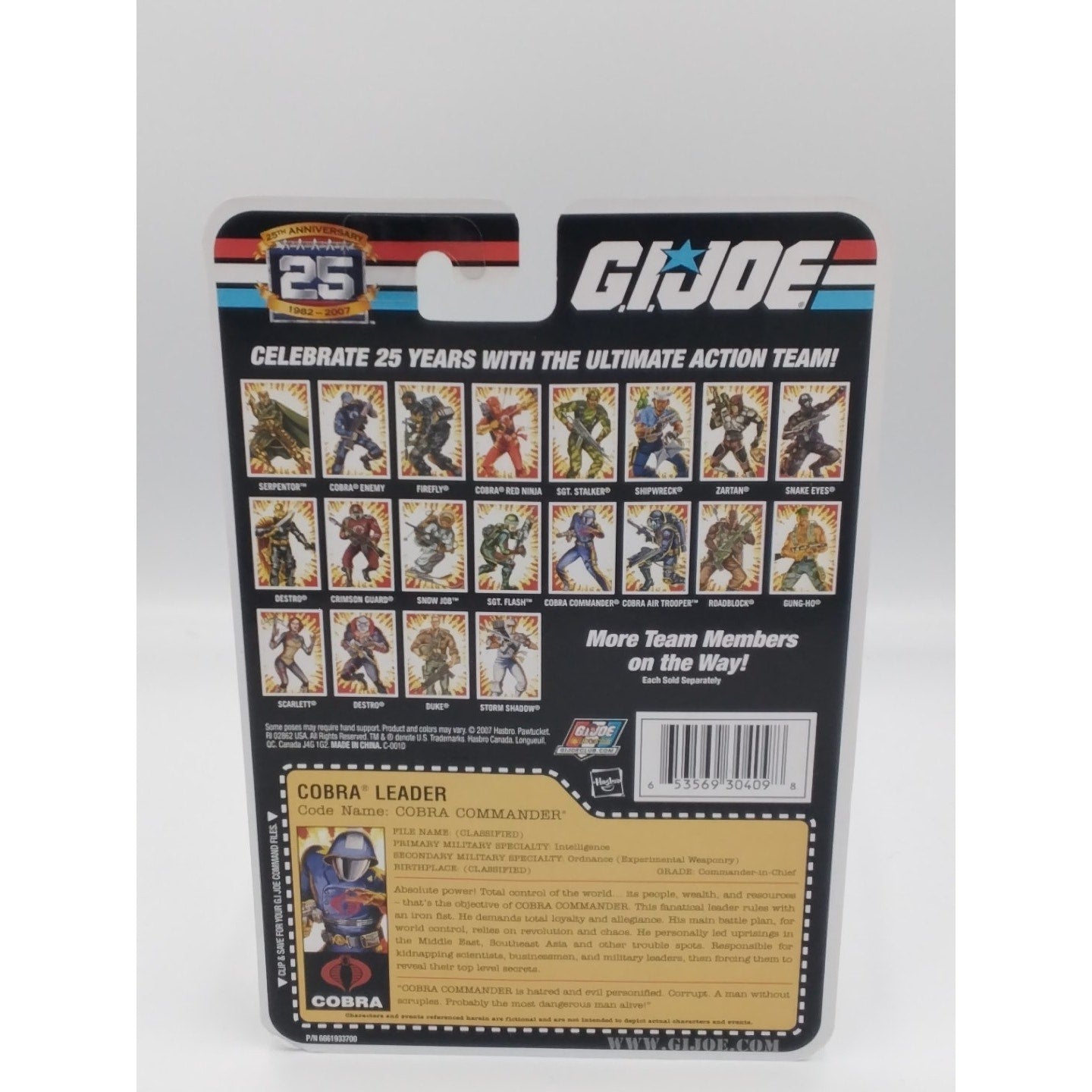 Cobra Commander Gi Joe 25th anniversary on card