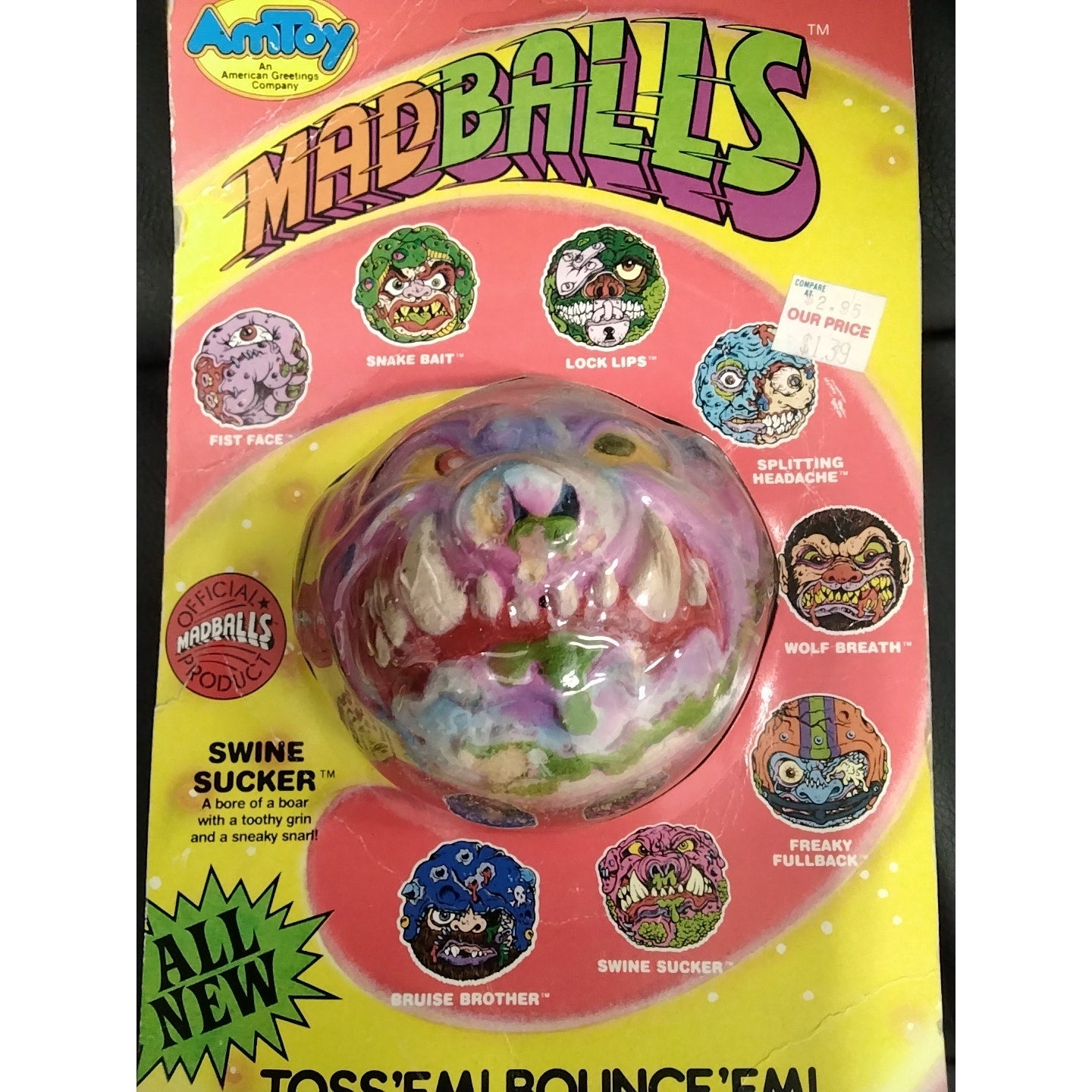 AmToy Madballs Series 2 Swine Sucker 1986 Factory Sealed