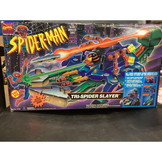 1994 Spider-Man The Animated Series Tri-Spider Slayer Vehicle Toybiz with box