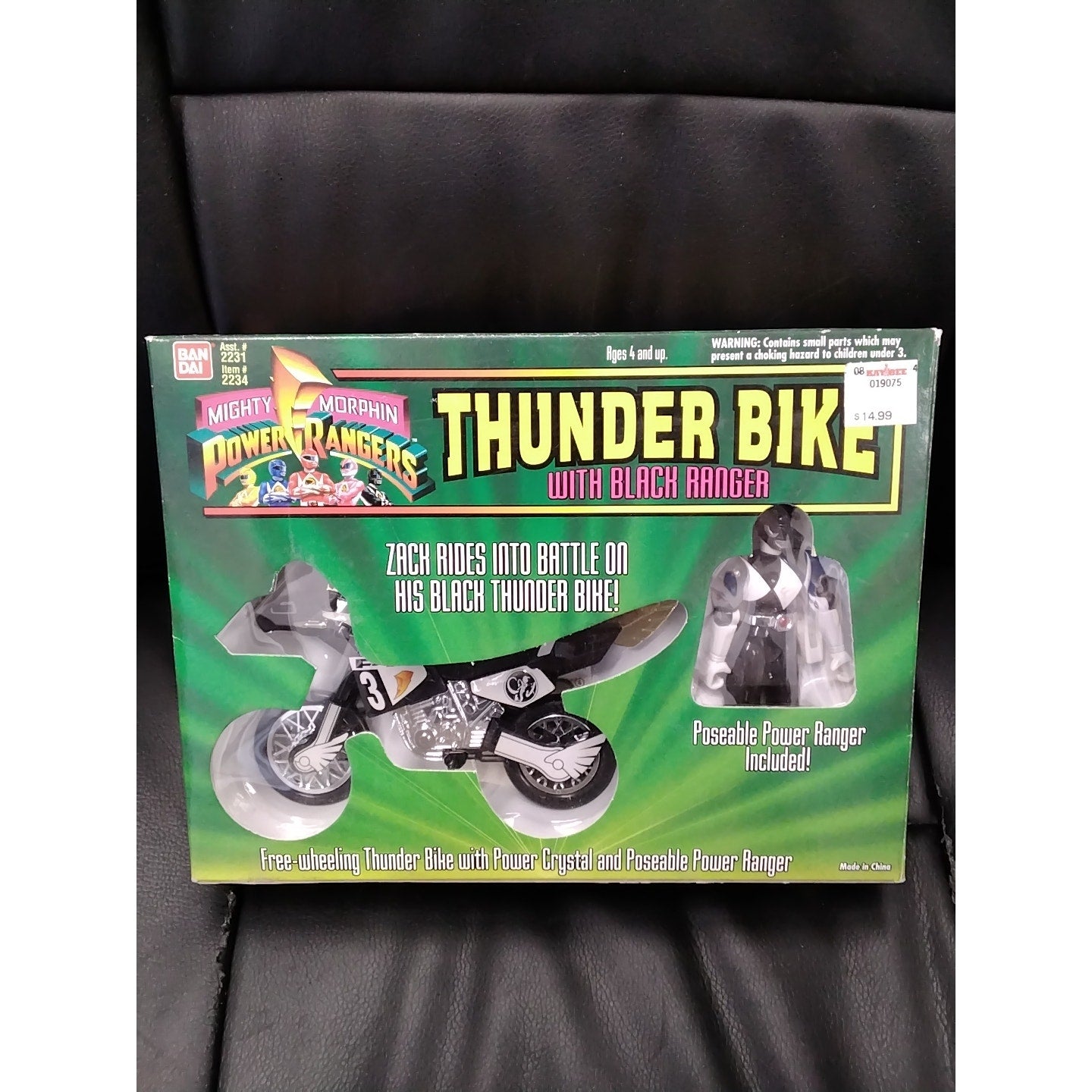 1994 Thunder Bike with Black Power Ranger Figure in Box