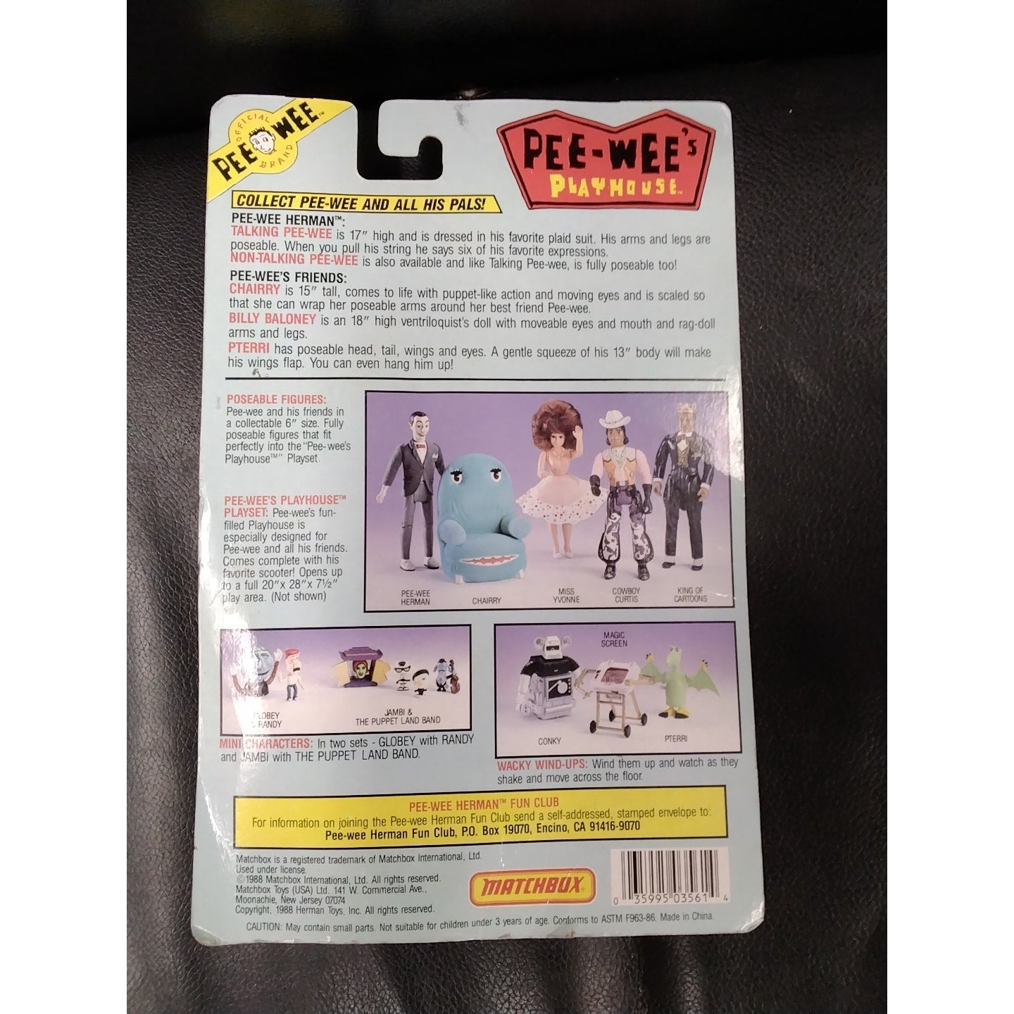 1988 MatchBox Pee-Wee PlayHouse Pee-Wee Herman