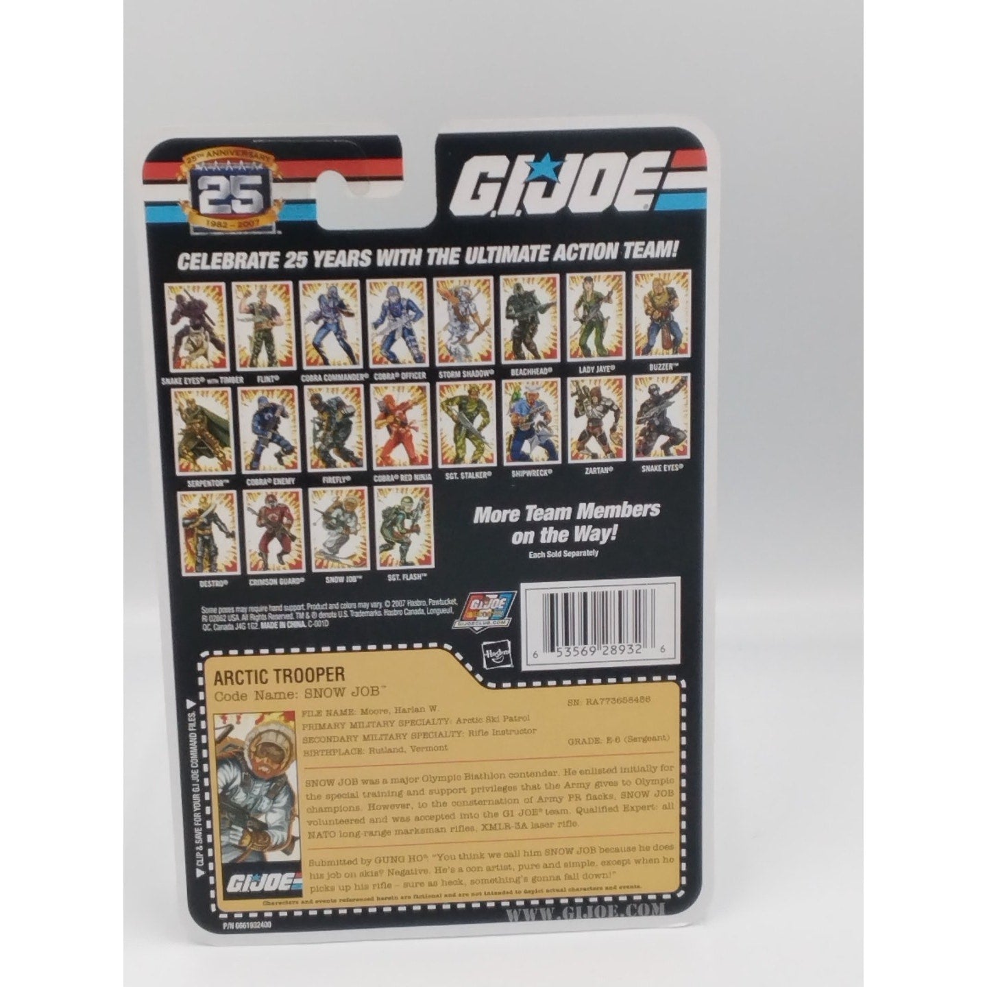 Snow Job Gi Joe 25th anniversary on card