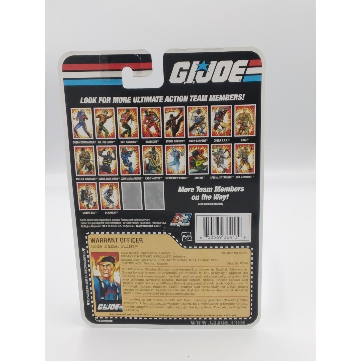 Flint in disguise heavy gunner Gi Joe 25th anniversary on card